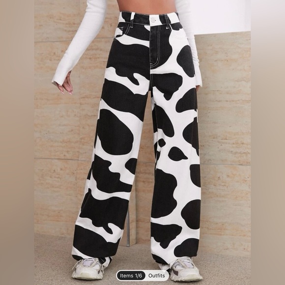 Cow Print Jeans - Picture 1 of 8
